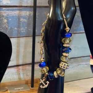 NWOT royal blue and charm bracelet with anchor.5